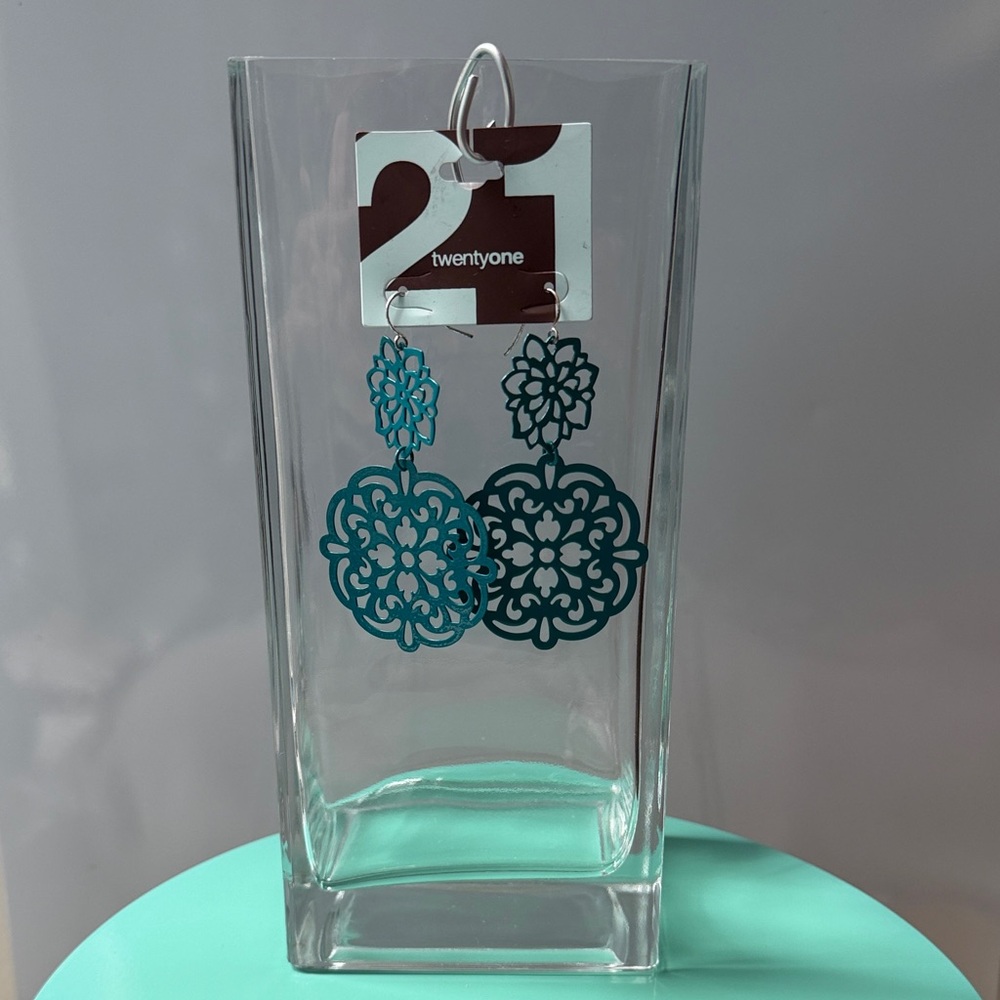 Teal Filigree Earrings
